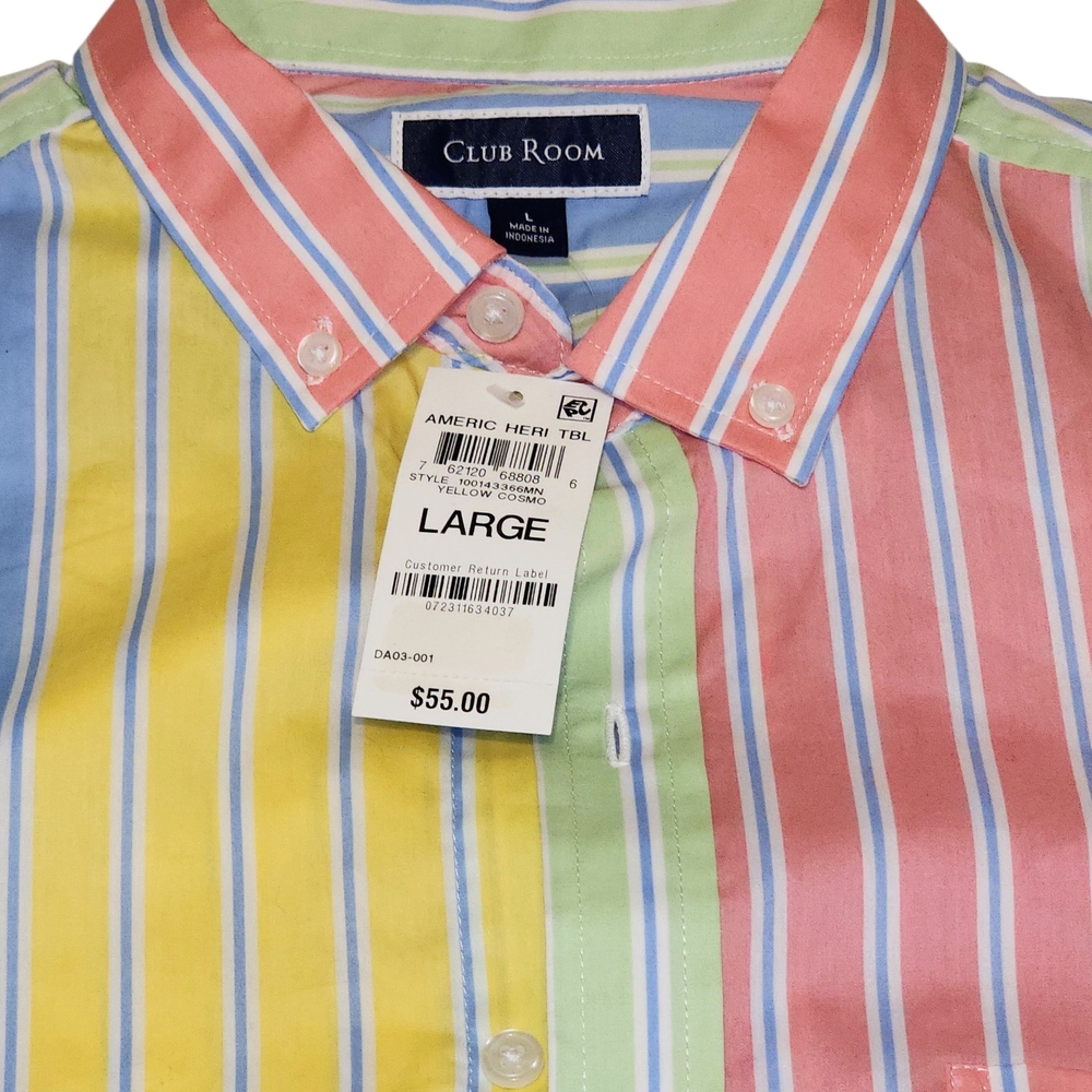 Club Room Men's Pastel Striped Button Down‎ Shirt